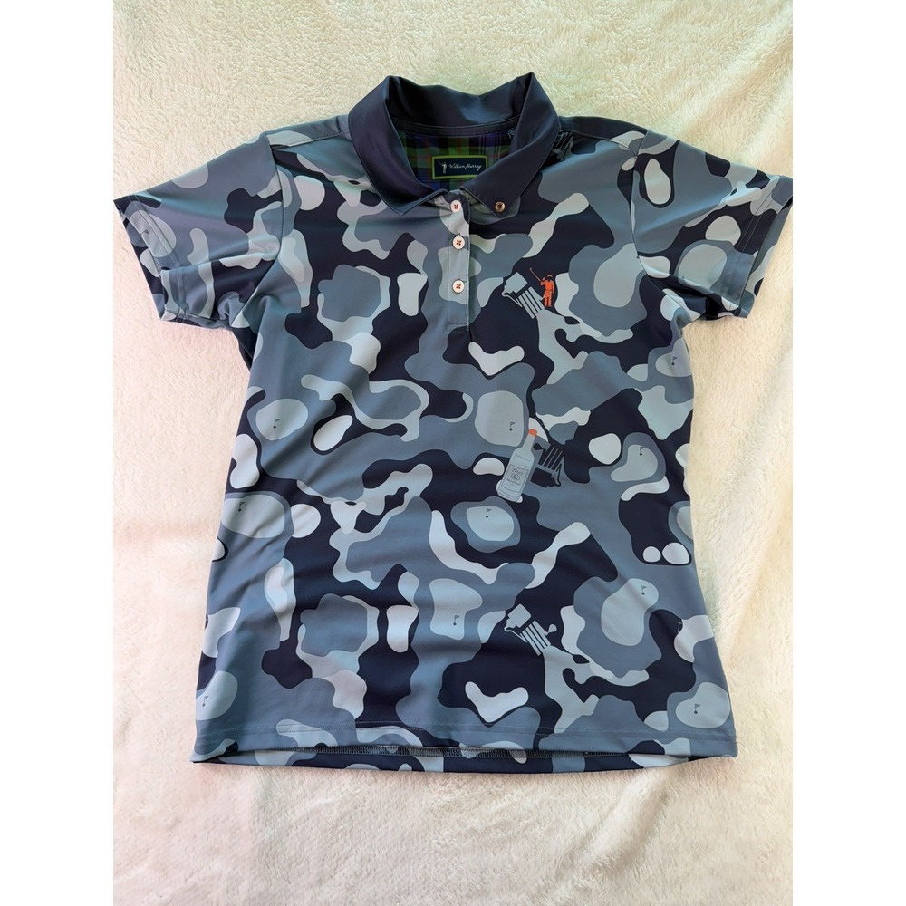 William Murray Titos Camo Golf Polo Men's Medium Grey Performance Stretch Shirt